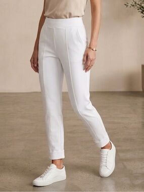 Orly White Pull-On Tailored Ankle Pants